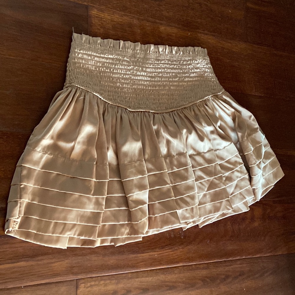 Boutique Gold High Waisted Ruffle Skirt